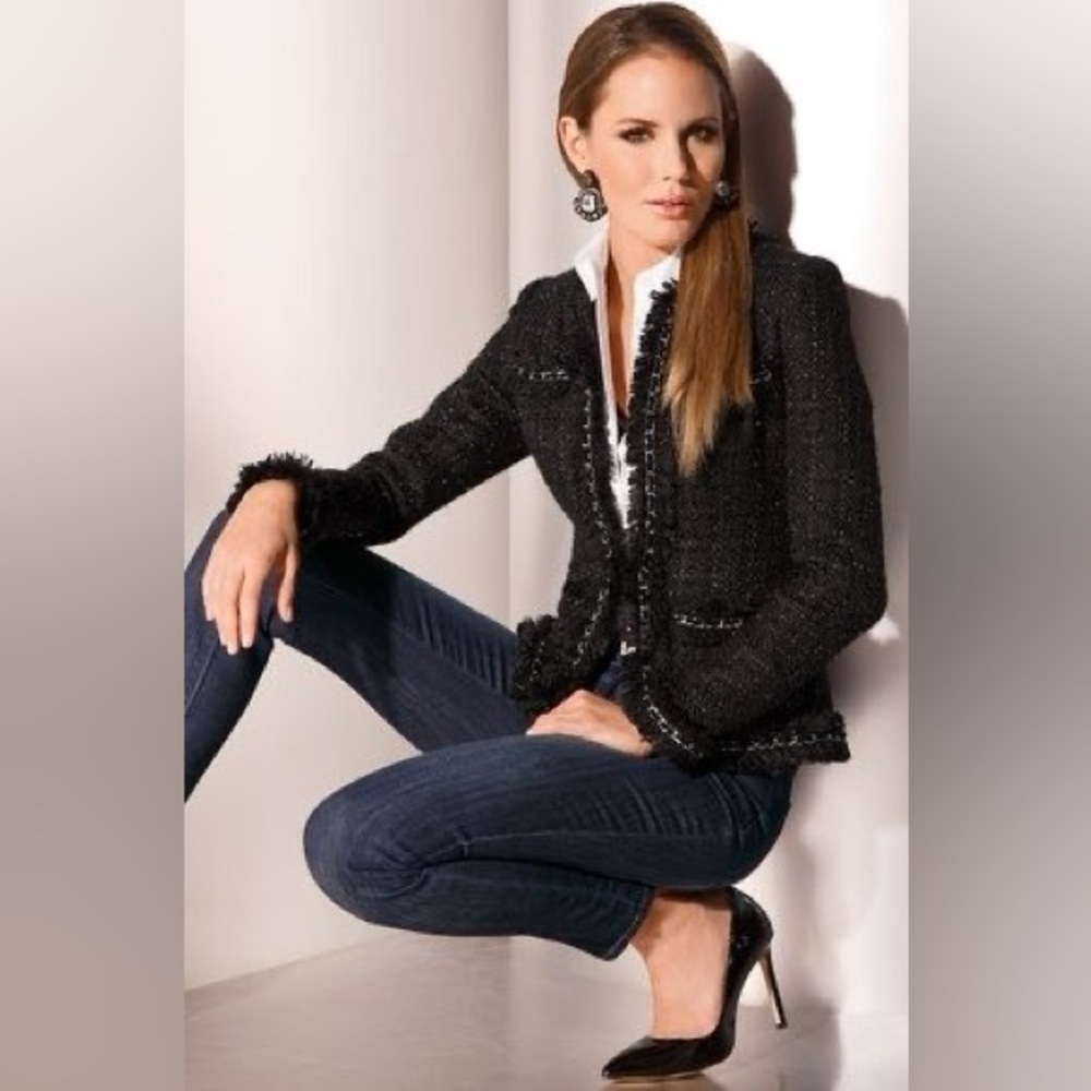 Boston Proper Elegant Black Shimmer Jacket - Picture 8 of 8